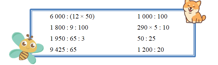 Nối các biểu thức có giá trị bằng nhau:6 000 : (12 × 50)   (ảnh 1)