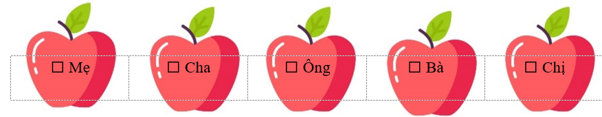 Bé nặn quả thị, quả na để dành tặng ai?   ☐ Mẹ 	☐ Cha 	☐ Ông 	☐ Bà 	☐ Chị (ảnh 1)
