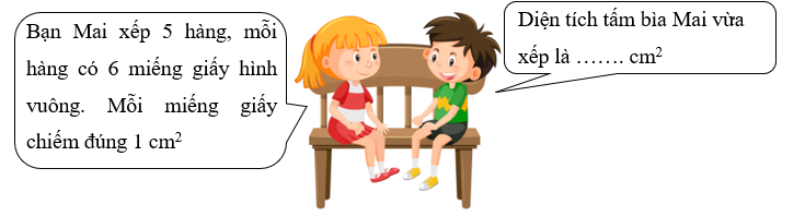 Điền số thích hợp vào chỗ chấm. Bạn Mai xếp 5 hàng, mỗi hàng có 6 miếng giấy hình vuông.  (ảnh 2)