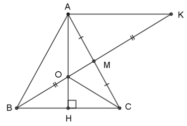 Cho tam giác ABC cân tại A, vẽ AH vuông góc với BC tại H.  a) Chứng minh: tam giác AHB = tam giác AHC.  b) Vẽ đường trung tuyến BM của tam giác ABC. Trên tia đối của tia MB, lấy điểm K sao cho MK = MB. (ảnh 2)