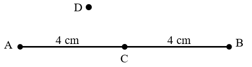 Cho hình vẽ sau:   Khẳng định nào sau đây đúng? 	A. Điểm D là trung điểm của đoạn thẳng AB	 	 (ảnh 1)
