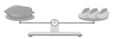Câu đúng là: 	A. Quả đu đủ nặng bằng 1 quả xoài 	B. Quả đu đủ nhẹ hơn 1 quả xoài	  (ảnh 1)
