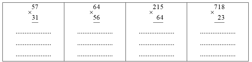 Tính. 57x 31   64x56    215x64   718x23 (ảnh 1)