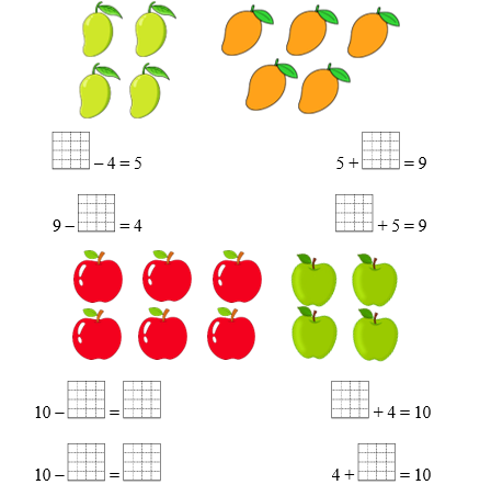 Điền số thích hợp vào ô trống: ...  – 4 = 5 (ảnh 1)
