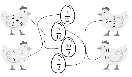 Nối phép tính với kết quả của phép tính đó.  2/3 + 4/9 (ảnh 2)