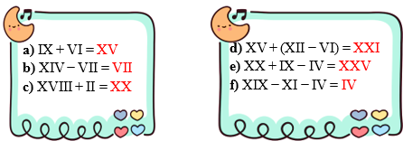 Điền số La Mã thích hợp.a) IX + VI = .... (ảnh 2)
