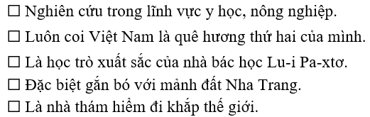 Bài đọc giới thiệu những gì về Y-éc-xanh? (ảnh 1)