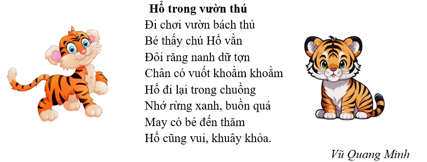Nghe – viết:  Hổ trong vườn thú  Đi chơi vườn bách thủ  Bé thấy chú Hổ vằn  Đôi răng nanh dữ tợn (ảnh 1)