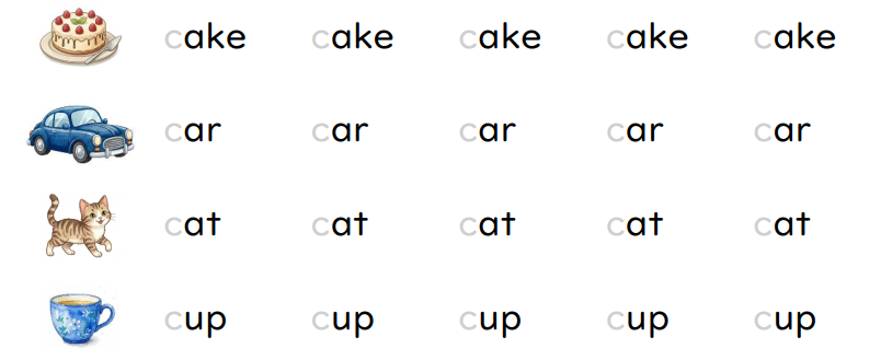 Trace the letters.  cake car (ảnh 1)