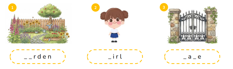 Complete the words.  _ _ r d e n  (ảnh 1)