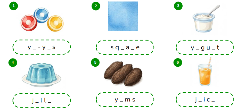 Complete the words.  y _ - y _ s (ảnh 1)