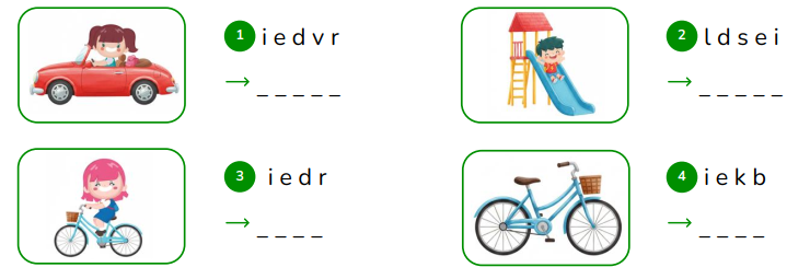 Reorder the letters.  i e d v r    _ _ _ _ _   (ảnh 1)