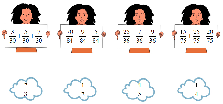Nối phép tính đúng: 3/30 + 5/30 + 7/30 (ảnh 1)