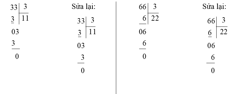 Các phép tính dưới đây thực hiện sai. Em hãy sửa lại. (ảnh 2)