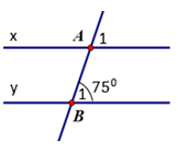 Cho h&igrave;nh vẽ, biết x, y v&agrave; g&oacute;c {{B_1}} = 75 độ T&iacute;nh số đo g&oacute;c A1 (ảnh 1)