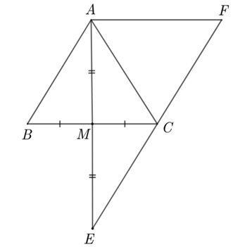 Cho Delta ABC cân tại A  Gọi M là trung điểm của BC .  a) Chứng minh: Delta AMB = Delta AMC (ảnh 1)