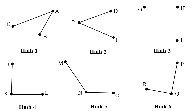Trong các hìn dưới đây, em hãy xác định: a) Góc vuông, nêu tên đỉnh và cạnh của góc vuông đó. (ảnh 1)