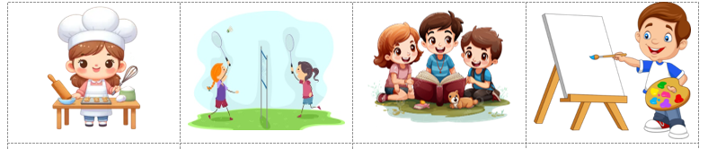 Em hãy viết tên các hoạt động của bạn nhỏ trong tranh sau: (ảnh 1)