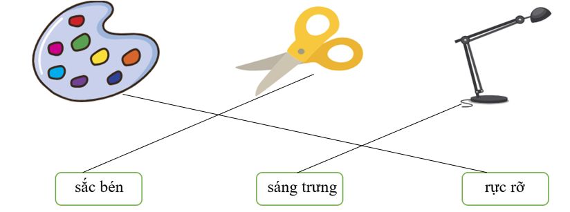 Nối hình ảnh với từ chỉ đặc điểm tương ứng.  	 	      sắc bén	sáng trưng	rực rỡ (ảnh 2)