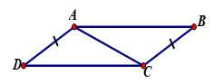 Cho hình vẽ sau đây. Cần bổ sung thêm điều kiện  nào để DABC = DCDA theo trường hợp cạnh – góc – cạnh. (ảnh 1)