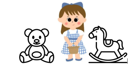 Bạn Ngân đang chọn đồ chơi. Em hãy tô màu đỏ vào vật bên trái, màu xanh vào vật bên phải bạn Ngân. (ảnh 1)
