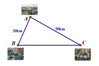 Ba thành phố \[A,B,C\] trên bản đồ là ba đỉnh của một tam giác, trong đó (ảnh 1)