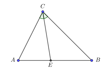 Cho tam giác ABC có CE là đường phân giác của góc ACB. Biết AC = 6cm, BE = 4cm}, AE = 3cm. Độ dài đoạn CB bằng: (ảnh 1)