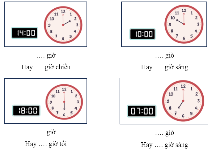 Phiếu bài tập hàng ngày Toán lớp 2 Chân trời sáng tạo Giờ, phút, xem đồng hồ có đáp án (ảnh 1)