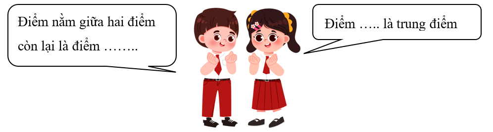 Hoàn thành chỗ chấm sau. Trên một đoạn thẳng có ba điểm A, B, C. Biết AB = 4 cm, BC = 4 cm, AC = 8 cm. (ảnh 1)