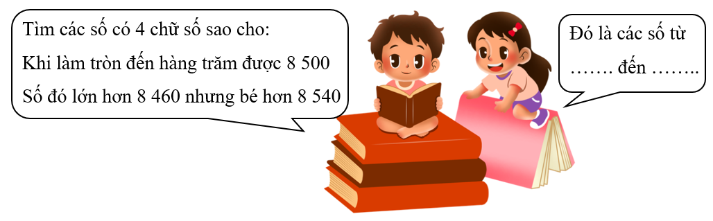 Điền thích hợp vào chỗ chấm. Tìm các số có 4 chữ số sao cho: Khi làm tròn đến hàng trăm được (ảnh 1)