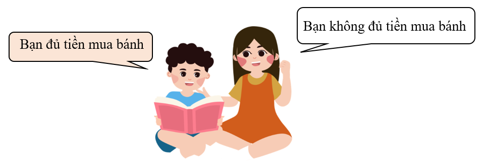 Một bạn có 2 tờ 20 000 đồng và 1 tờ 10 000 đồng.  Bạn ấy muốn mua một hộp bánh giá 45 000 đồng (ảnh 2)