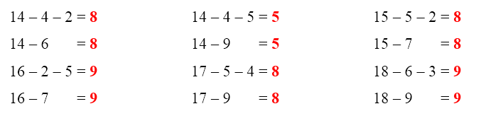 Phiếu bài tập hàng ngày Toán lớp 2 14, 15, 16, 17, 18 trừ đi một số có đáp án (ảnh 2)