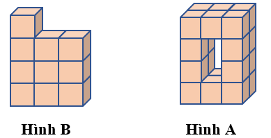 Hình A, hình B được ghép bởi các khối hình lập phương nhỏ như nhau. (ảnh 1)