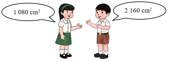 Tô màu vào hình chữ đáp án đúng. An có một chiếc hộp quà (có nắp) dạng hình hộp chữ nhật có chiều dài 30 cm, chiều rộng 15 cm và chiều cao 12 cm. An đã sơn màu đỏ lên các mặt xung quanh và màu xanh lên 2 mặt đáy (ảnh 1)