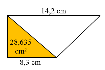 Tính diện tích tam giác không tô đậm trong hình bên. (ảnh 2)
