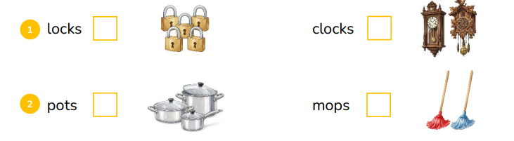 Listen and tick (v). locks clocks (ảnh 1)