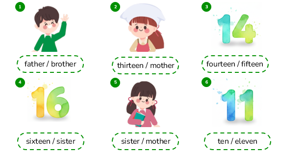 Look and circle the correct word. father / brother (ảnh 1)