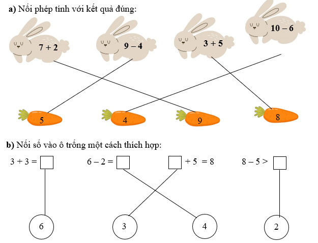 a) Nối phép tính với kết quả đúng: (ảnh 3)