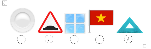 Đánh dấu √ vào đồ vật có dạng hình tam giác: (ảnh 2)
