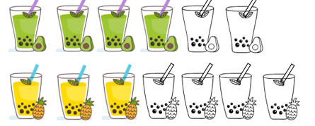 Số?          a) Có 1 cốc được tô màu và 1 cốc không tô màu: (ảnh 1)