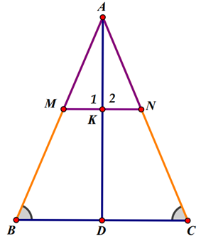 Cho Delta ABC cân tại A. Gọi D là trung điểm của BC. a) Chứng minh Delta ADB = Delta ADC (ảnh 2)