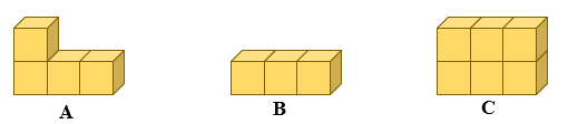 Số?  a)  – Hình A được xếp bởi  khối... lập phương. (ảnh 2)