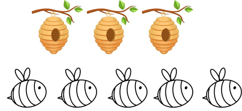 Tô màu con ong để có số tổ ong bằng số con ong: (ảnh 1)