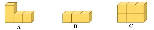 Số?  a)  – Hình A được xếp bởi  khối... lập phương. (ảnh 1)