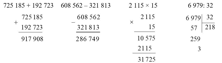 Đặt tính rồi tính:  725 185 + 192 723 (ảnh 1)