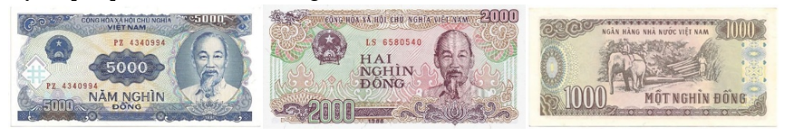 Sắp xếp các tờ tiền sau theo giá trị từ lớn đến bé: (ảnh 2)