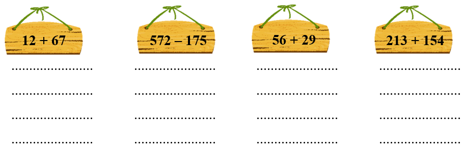 Đặt tính rồi tính: 12 + 67   572 - 175     56 + 29 (ảnh 1)