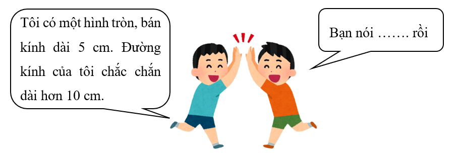 Điền “đúng” hay “sai” vào chỗ chấm. Tôi có một hình tròn, bán kính dài 5 cm. Đường kính của tôi chắc chắn dài hơn 10 cm. (ảnh 1)