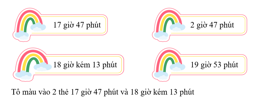 Tô màu vào 2 thời gian bằng nhau. (ảnh 2)