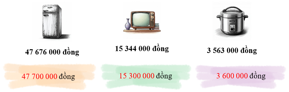Làm tròn giá của các mặt hàng dưới đây đến hàng trăm nghìn: (ảnh 2)